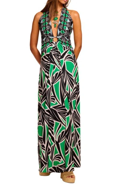 Ramy Brook Rayna Jersey Plunging Maxi Dress In Multi