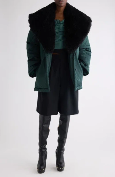 Chloé Buckle Keyhole High Waist Wool Shorts In Black