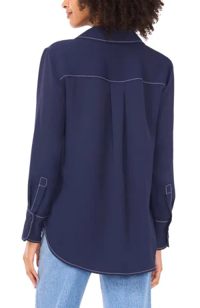 Vince Camuto Half Placket Blouse In Blue