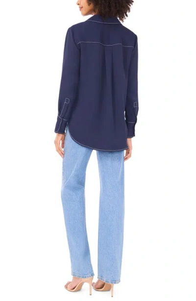Vince Camuto Half Placket Blouse In Blue