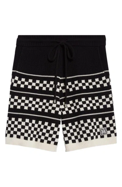 Amiri Embroidered Wool Blend Bermuda Shorts In Black
