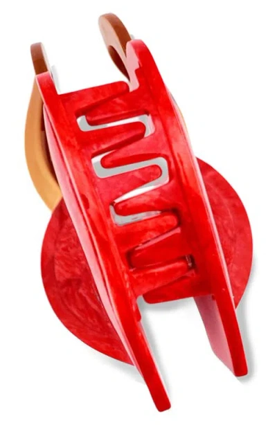 Solar Eclipse Padlock Heart Claw Clip In Red