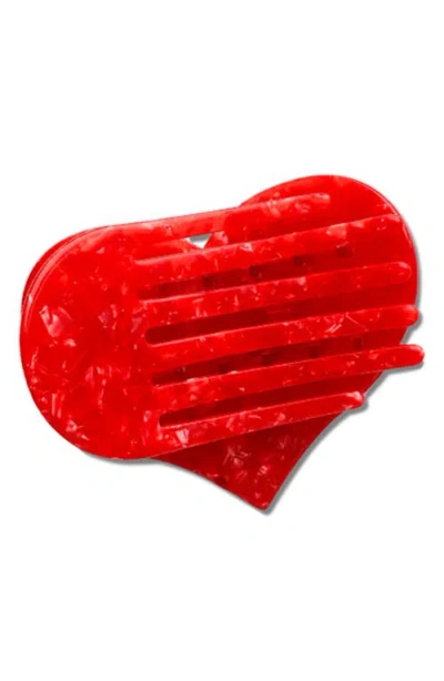 Solar Eclipse Heart Lay Down Claw Clip In Red