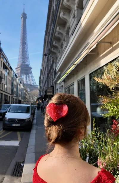 Solar Eclipse Heart Lay Down Claw Clip In Red