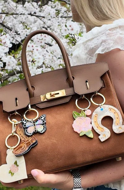 Solar Eclipse Rose Charm Key Chain In Pink