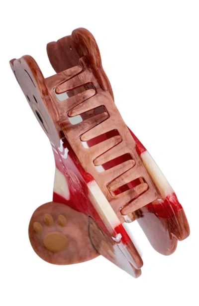 Solar Eclipse Varsity Teddy Bear Claw Clip In Brown