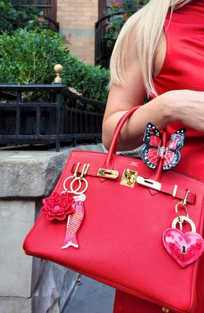 Solar Eclipse Padlock Heart Key Chain In Red