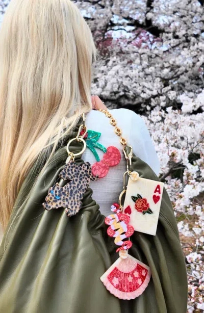 Solar Eclipse Hand Painted Ace Of Hearts Bag Charm In Multi