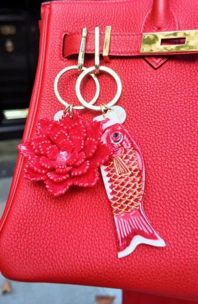 Solar Eclipse Origami Peony Key Chain In Red