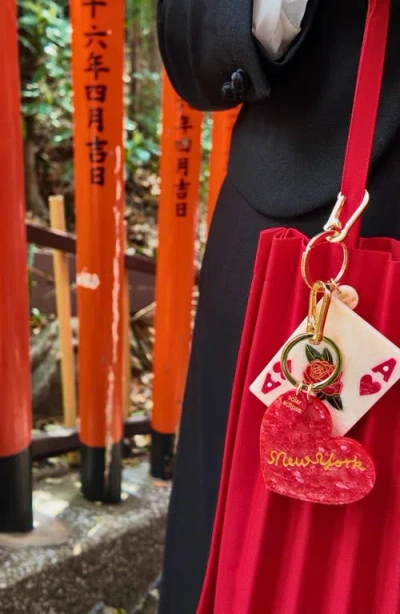 Solar Eclipse Hand Painted Ace Of Hearts Bag Charm In Multi