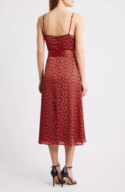 Sam Edelman Red Heart Belted Midi Dress In Multi
