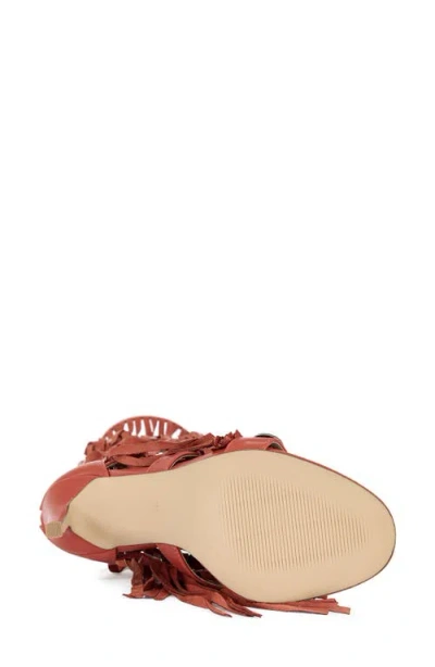 Azalea Wang Amadeo Knee High Fringe Sandal In Multi