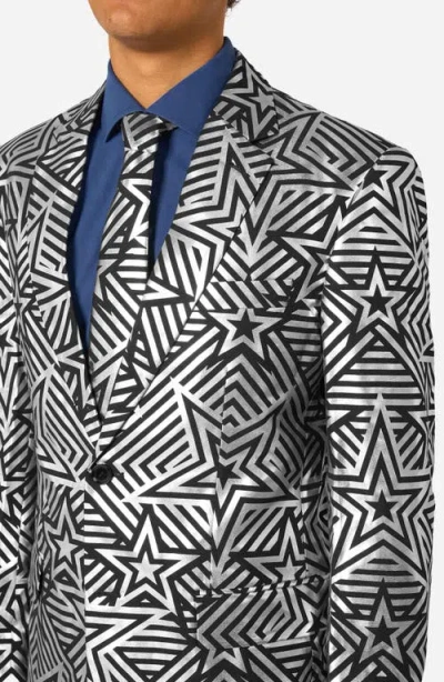 Opposuits Silver Geo Star Two-piece Suit & Tie Set In Multi