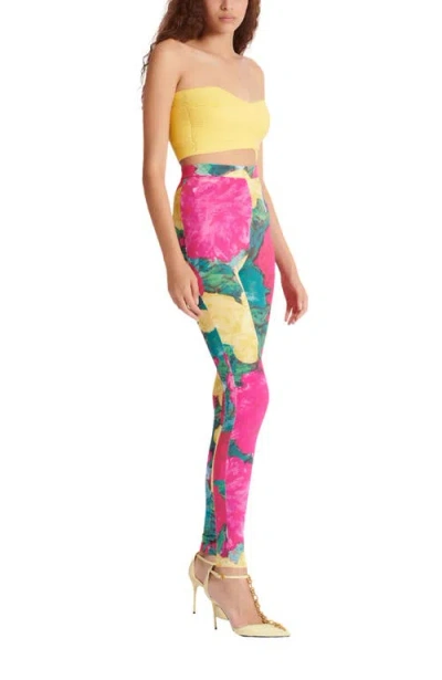 Balmain Jersey Leggings Roses Print Logo Detail In Multi