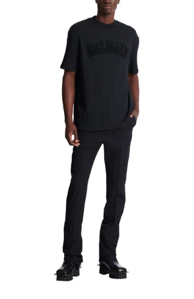 Balmain Terry Monogram T-shirt In Black