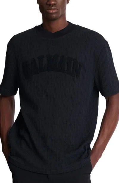 Balmain Terry Monogram T-shirt In Black
