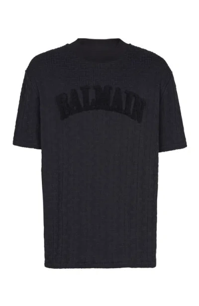Balmain Terry Monogram T-shirt In Black