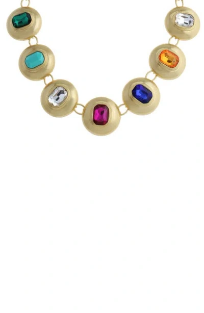 Kurt Geiger London Mixed Crystal Button Collar Necklace In Gold