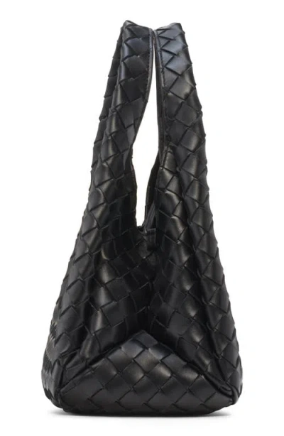 Bottega Veneta Small Leather Intrecciato Campana Shoulder Bag In Black