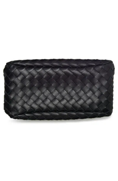 Bottega Veneta Small Leather Intrecciato Campana Shoulder Bag In Black