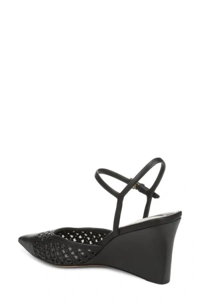 Franco Sarto Cherie Ankle Strap Pointed Cap Toe Wedge Pump In Black