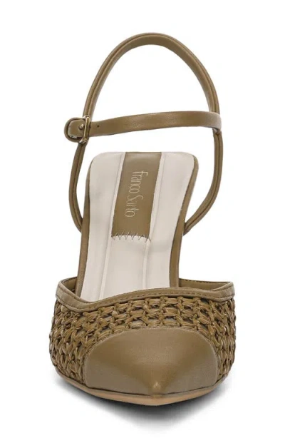 Franco Sarto Cherie Ankle Strap Pointed Cap Toe Wedge Pump In Brown