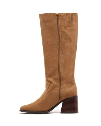Therapy Australia Quinn Square Toe Block Heel Tall Boot In Brown