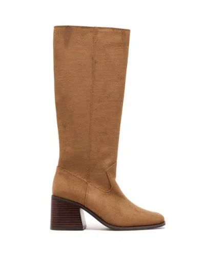 Therapy Australia Quinn Square Toe Block Heel Tall Boot In Brown