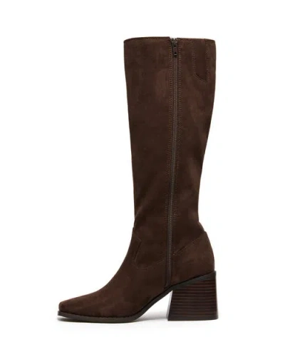 Therapy Australia Quinn Square Toe Block Heel Tall Boot In Brown