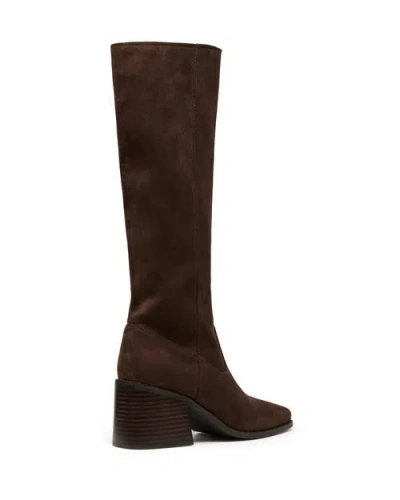 Therapy Australia Quinn Square Toe Block Heel Tall Boot In Brown