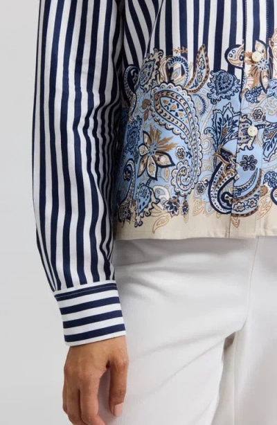 Foxcroft Jodie Stripe Cotton Button-up Shirt In Multi