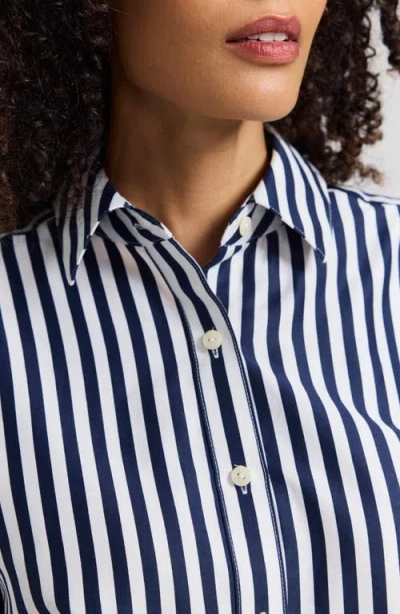 Foxcroft Jodie Stripe Cotton Button-up Shirt In Multi