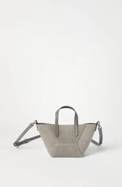 Brunello Cucinelli Suede Mini Bc Duo Bag In Gray