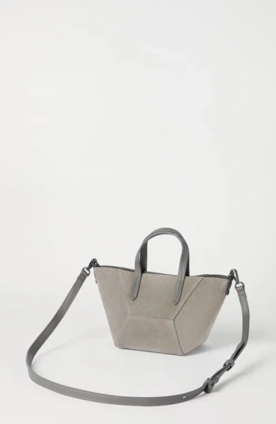 Brunello Cucinelli Suede Mini Bc Duo Bag In Gray