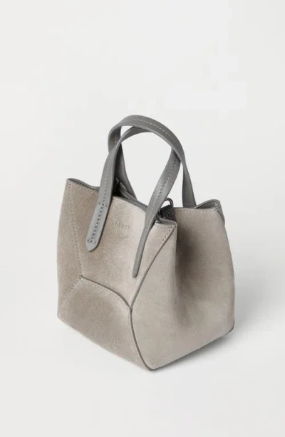 Brunello Cucinelli Suede Mini Bc Duo Bag In Gray