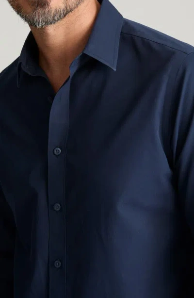 Untuckit Castello Solid Navy Wrinkle Free Cotton Button-up Shirt In Blue