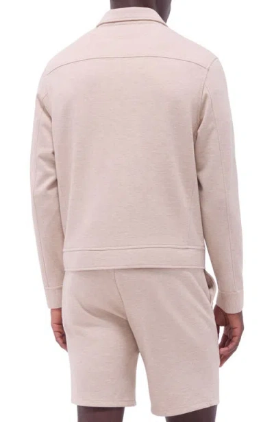Bugatchi Soft Touch Zip Knit Shirt Jacket In Neutral