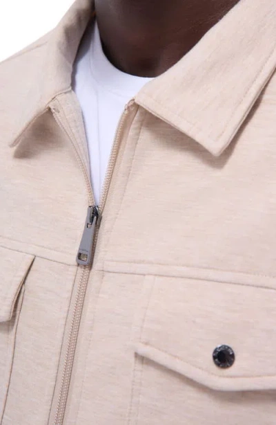 Bugatchi Soft Touch Zip Knit Shirt Jacket In Neutral