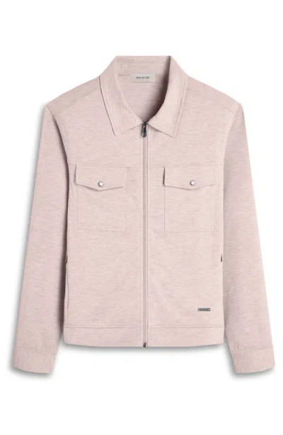 Bugatchi Soft Touch Zip Knit Shirt Jacket In Neutral