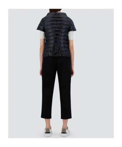 Herno Snap-button Short-sleeved Down Jacket In Black