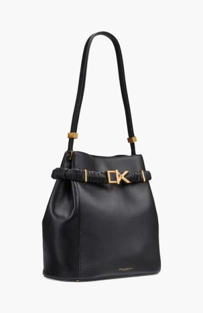 Donna Karan Gingham Medium Bucket Bag In Black