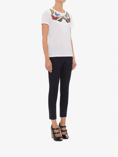 Shop Alexander Mcqueen Butterfly Embroidered Fitted T-shirt