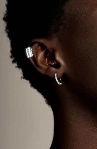 Dower & Hall Silver Men Long Straight Nomad Ear Cuff In Silver