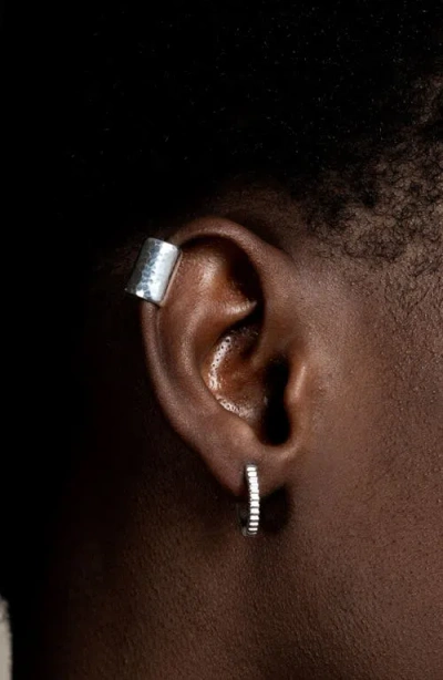 Dower & Hall Silver Men Long Straight Nomad Ear Cuff In Silver