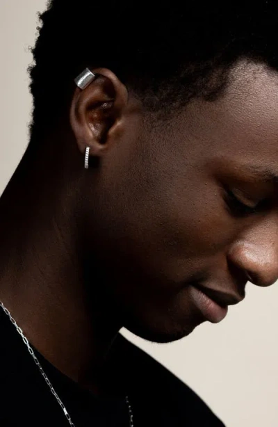 Dower & Hall Silver Men Long Straight Nomad Ear Cuff In Silver