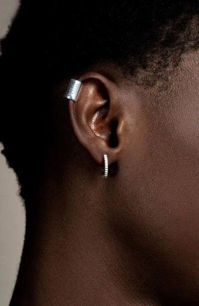 Dower & Hall Silver Men Long Straight Nomad Ear Cuff In Silver