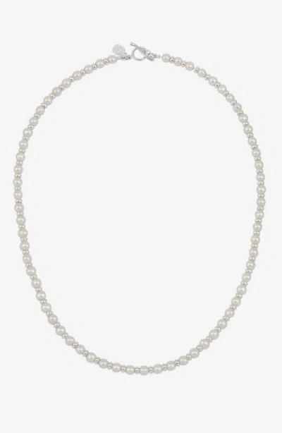 Dower & Hall White Pearl Halo Necklace In Silver