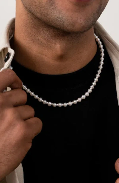 Dower & Hall White Pearl Halo Necklace In Silver
