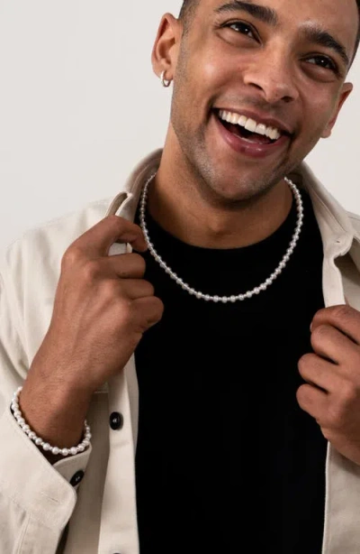Dower & Hall White Pearl Halo Necklace In Silver