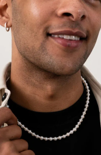 Dower & Hall White Pearl Halo Necklace In Silver